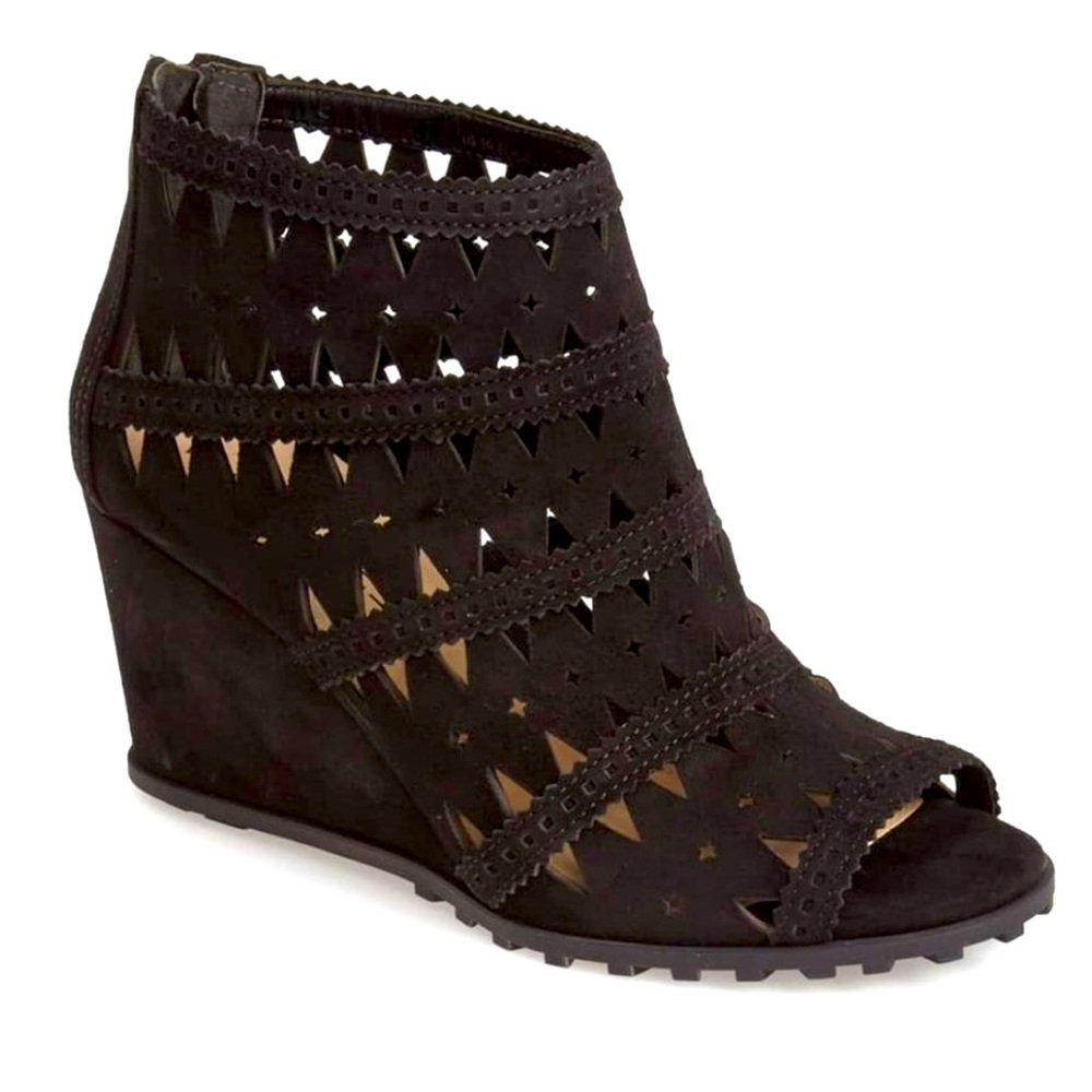 Via Spiga Black Latanya Suede Wedge Boots